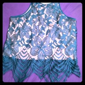 Express lace crochet embroidery layered tank top